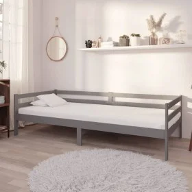 Sofa bed with solid pine wood mattress gray 90x200 cm by vidaXL, Beds and slatted bases - Ref: Foro24-3083561, Price: 287,04 ...