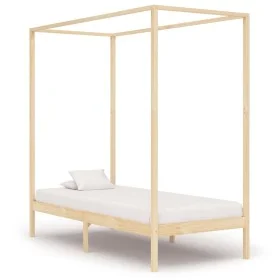 Solid pine wood canopy bed frame 90x200 cm by vidaXL, Beds and slatted bases - Ref: Foro24-283250, Price: 156,07 €, Discount: %