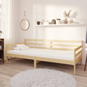 Sofá cama con colchón madera de pino maciza 90x200