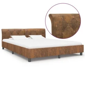 Brown artificial suede leather bed frame 160x200 cm by vidaXL, Beds and slatted bases - Ref: Foro24-284892, Price: 228,22 €, ...