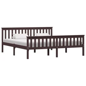 Dark brown solid pine wood bed frame 180x200 cm by vidaXL, Beds and slatted bases - Ref: Foro24-283237, Price: 184,50 €, Disc...