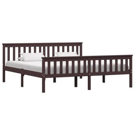 Dark brown solid pine wood bed frame 180x200 cm by vidaXL, Beds and slatted bases - Ref: Foro24-283237, Price: 184,50 €, Disc...