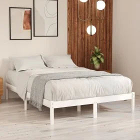 Massiver Bettrahmen aus weißem Kiefernholz, 140 x 200 cm von vidaXL, Betten und Lattenroste - Ref: Foro24-810018, Preis: 83,7...