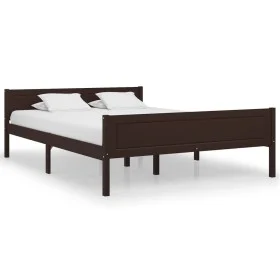 Dark brown solid pine wood bed frame 120x200 cm by vidaXL, Beds and slatted bases - Ref: Foro24-322119, Price: 96,34 €, Disco...