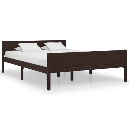 Dark brown solid pine wood bed frame 120x200 cm by vidaXL, Beds and slatted bases - Ref: Foro24-322119, Price: 96,34 €, Disco...