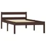 Dark brown solid pine wood bed frame 100x200 cm by vidaXL, Beds and slatted bases - Ref: Foro24-283203, Price: 60,65 €, Disco...
