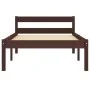 Dark brown solid pine wood bed frame 100x200 cm by vidaXL, Beds and slatted bases - Ref: Foro24-283203, Price: 60,65 €, Disco...