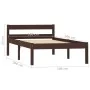 Dark brown solid pine wood bed frame 100x200 cm by vidaXL, Beds and slatted bases - Ref: Foro24-283203, Price: 60,65 €, Disco...