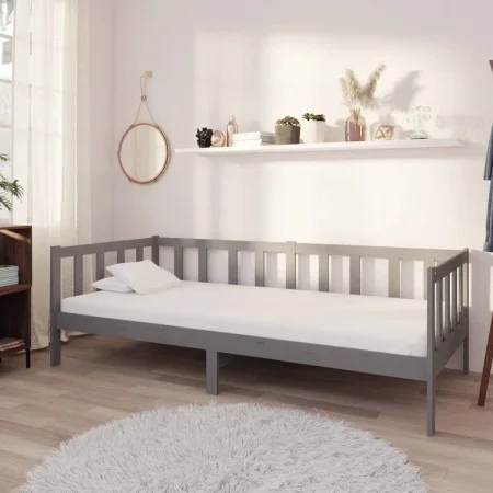 Sofa bed with solid pine wood mattress gray 90x200 cm by vidaXL, Beds and slatted bases - Ref: Foro24-3083621, Price: 263,30 ...
