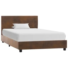 Brown artificial suede leather bed frame 100x200 cm by vidaXL, Beds and slatted bases - Ref: Foro24-284781, Price: 126,83 €, ...