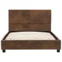 Brown artificial suede leather bed frame 100x200 cm by vidaXL, Beds and slatted bases - Ref: Foro24-284781, Price: 126,83 €, ...