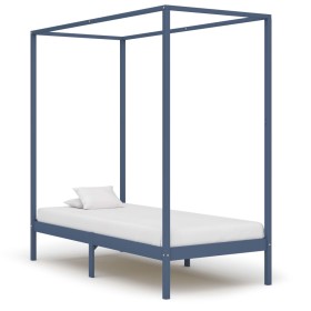 Estructura de cama con dosel madera maciza pino gris 90x200 cm