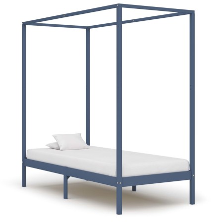 Gray pine solid wood canopy bed frame 90x200 cm by vidaXL, Beds and slatted bases - Ref: Foro24-283274, Price: 101,58 €, Disc...