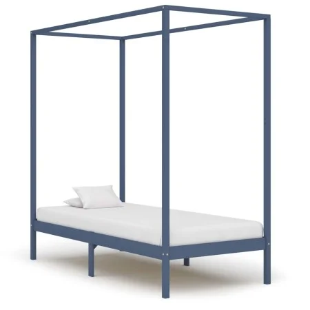 Gray pine solid wood canopy bed frame 90x200 cm by vidaXL, Beds and slatted bases - Ref: Foro24-283274, Price: 100,31 €, Disc...