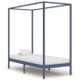 Himmelbettgestell aus massivem, grauem Kiefernholz, 90 x 200 cm von vidaXL, Betten und Lattenroste - Ref: Foro24-283274, Prei...