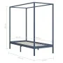 Gray pine solid wood canopy bed frame 90x200 cm by vidaXL, Beds and slatted bases - Ref: Foro24-283274, Price: 100,31 €, Disc...