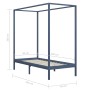 Himmelbettgestell aus massivem, grauem Kiefernholz, 90 x 200 cm von vidaXL, Betten und Lattenroste - Ref: Foro24-283274, Prei...