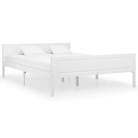 Massiver Bettrahmen aus weißem Kiefernholz, 160 x 200 cm von vidaXL, Betten und Lattenroste - Ref: Foro24-322107, Preis: 184,...