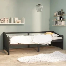 3-seater sofa bed solid pine wood dark gray 90x200 cm by vidaXL, Beds and slatted bases - Ref: Foro24-322168, Price: 87,52 €,...