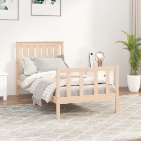 Estructura de cama con cabecero madera maciza de pino 90x200 cm