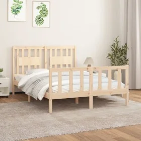 Bed frame with solid pine wood headboard 120x200 cm by vidaXL, Beds and slatted bases - Ref: Foro24-3188161, Price: 120,24 €,...