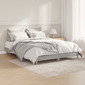 Estructura de cama madera contrachapada gris Sonoma 135x190 cm