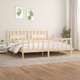 Estructura de cama con cabecero madera maciza de pino 180x200cm