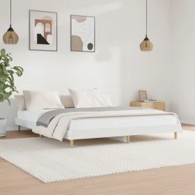 White engineered wood bed frame 200x200 cm by vidaXL, Beds and slatted bases - Ref: Foro24-832005, Price: 140,51 €, Discount: %