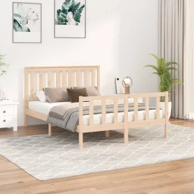 Bed frame with solid pine wood headboard 120x200 cm by vidaXL, Beds and slatted bases - Ref: Foro24-3188201, Price: 118,16 €,...