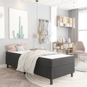 Box spring bed dark gray fabric 100x200 cm by vidaXL, Beds and slatted bases - Ref: Foro24-3054722, Price: 300,42 €, Discount: %