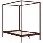 Cama con dosel madera maciza de pino marrón oscuro 120x200 cm