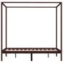 Dunkelbraunes Himmelbett aus massivem Kiefernholz, 120 x 200 cm von vidaXL, Betten und Lattenroste - Ref: Foro24-283270, Prei...