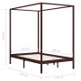 Cama con dosel madera maciza de pino marrón oscuro 120x200 cm de vidaXL, Camas y somieres - Ref: Foro24-283270, Precio: 186,7...