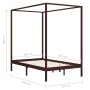 Dark brown solid pine wood canopy bed 120x200 cm by vidaXL, Beds and slatted bases - Ref: Foro24-283270, Price: 173,37 €, Dis...