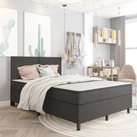 Box Spring bed frame gray fabric 180x200 cm by vidaXL, Beds and slatted bases - Ref: Foro24-287466, Price: 198,77 €, Discount: %