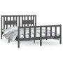 Gray pine wood bed frame with headboard 150x200cm by vidaXL, Beds and slatted bases - Ref: Foro24-3188173, Price: 155,69 €, D...