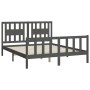 Gray pine wood bed frame with headboard 150x200cm by vidaXL, Beds and slatted bases - Ref: Foro24-3188173, Price: 155,69 €, D...