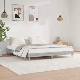 Sonoma gray engineered wood bed frame 200x200 cm by vidaXL, Beds and slatted bases - Ref: Foro24-832011, Price: 109,94 €, Dis...