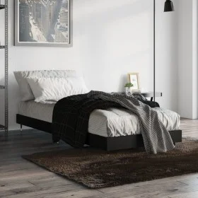 Black engineered wood bed frame 75x190 cm by vidaXL, Beds and slatted bases - Ref: Foro24-832206, Price: 88,45 €, Discount: %