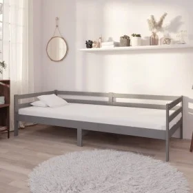 Sofa bed with solid pine wood mattress gray 90x200 cm by vidaXL, Beds and slatted bases - Ref: Foro24-3083571, Price: 256,57 ...