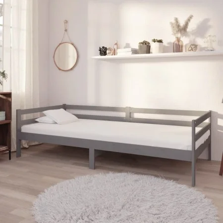 Sofa bed with solid pine wood mattress gray 90x200 cm by vidaXL, Beds and slatted bases - Ref: Foro24-3083571, Price: 256,57 ...