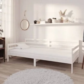 Sofa bed with white solid pine wood mattress 90x200 cm by vidaXL, Beds and slatted bases - Ref: Foro24-3083585, Price: 304,53...