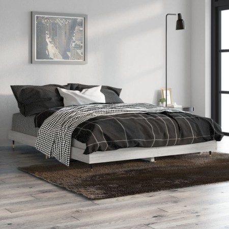 Estructura de cama madera de ingeniería gris Sonoma 135x190 cm de vidaXL, Camas y somieres - Ref: Foro24-832187, Precio: 134,...