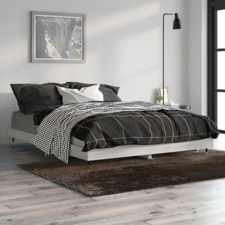 Sonoma-grauer Holzwerkstoff-Bettrahmen 135 x 190 cm von vidaXL, Betten und Lattenroste - Ref: Foro24-832187, Preis: 132,31 €,...