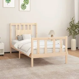Bed frame with headboard solid pine wood 90x200 cm by vidaXL, Beds and slatted bases - Ref: Foro24-3188151, Price: 90,06 €, D...
