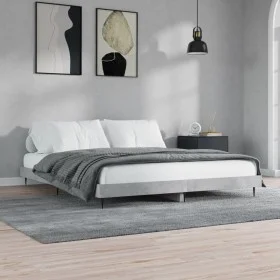 Concrete gray engineered wood bed frame 200x200cm by vidaXL, Beds and slatted bases - Ref: Foro24-832217, Price: 114,95 €, Di...