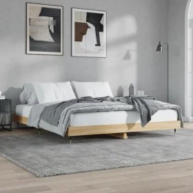 Sonoma oak engineered wood bed frame 200x200 cm by vidaXL, Beds and slatted bases - Ref: Foro24-832112, Price: 116,57 €, Disc...