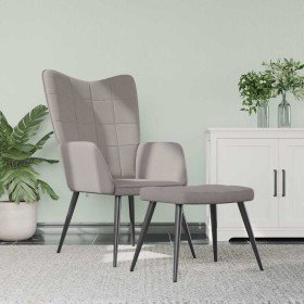 Sillón de relax con reposapiés de tela gris taupe Sillón de relax con reposapiés de tela gris taupe