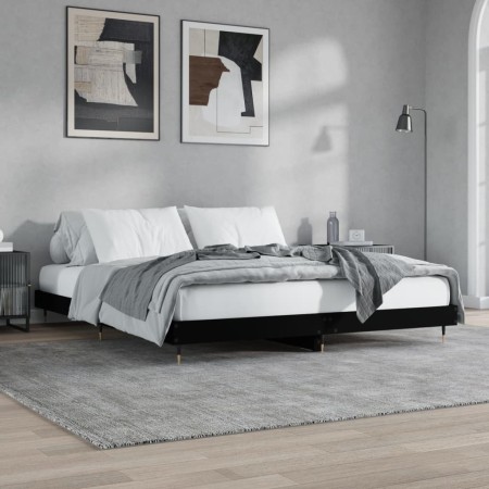 Estructura de cama madera de ingeniería negra 120x200 cm de vidaXL, Camas y somieres - Ref: Foro24-832150, Precio: 134,21 €, ...
