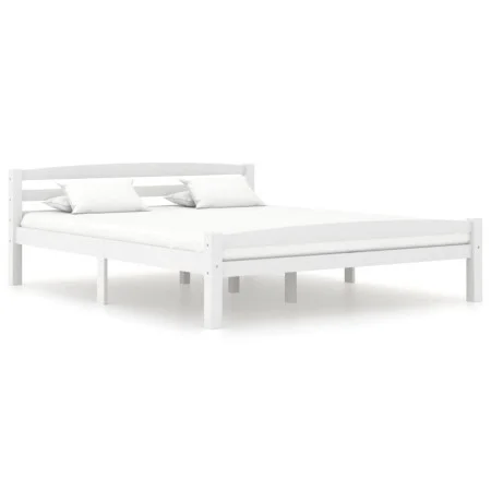 Estructura de cama de madera maciza de pino blanca 160x200 cm de vidaXL, Camas y somieres - Ref: Foro24-322072, Precio: 136,1...